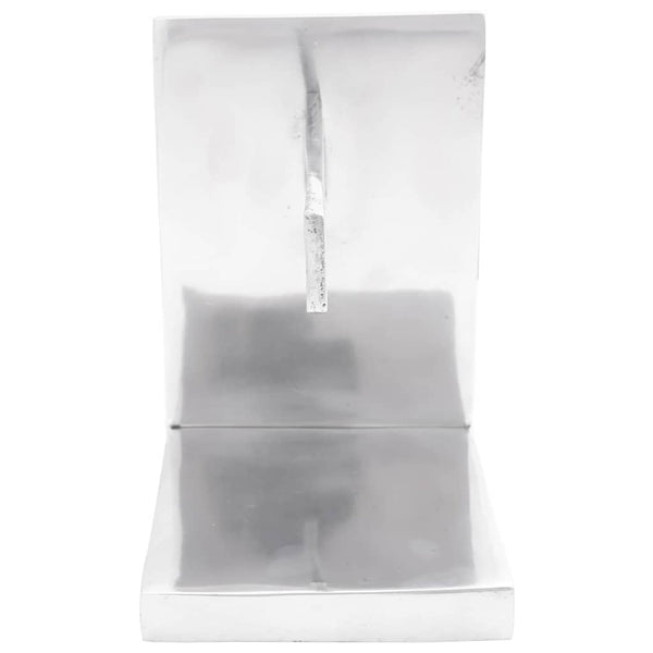Silberne Buchstützen aus Aluminium, 2er-Set