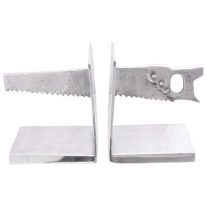 Silberne Buchstützen aus Aluminium, 2er-Set