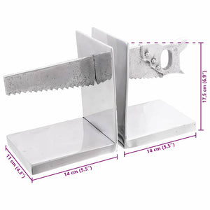 Silberne Buchstützen aus Aluminium, 2er-Set