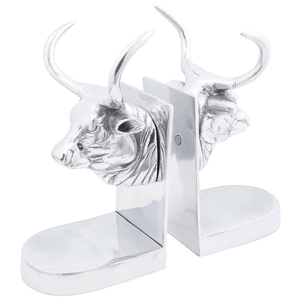 Silberne Buchstützen aus Aluminium, 2er-Set