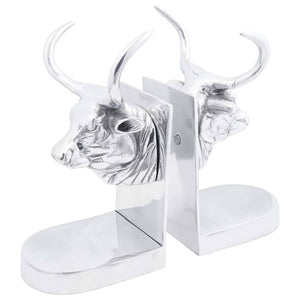 Silberne Buchstützen aus Aluminium, 2er-Set