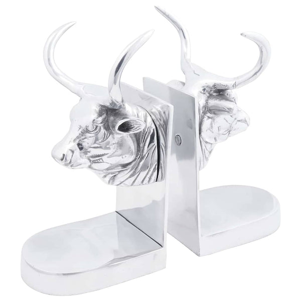 Silberne Buchstützen aus Aluminium, 2er-Set