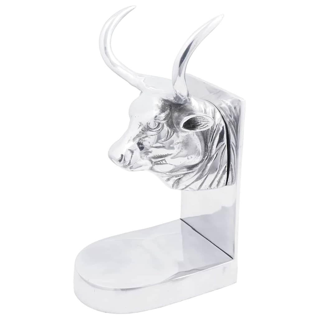 Silberne Buchstützen aus Aluminium, 2er-Set