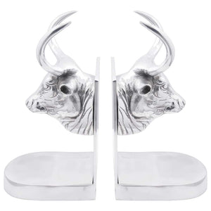 Silberne Buchstützen aus Aluminium, 2er-Set