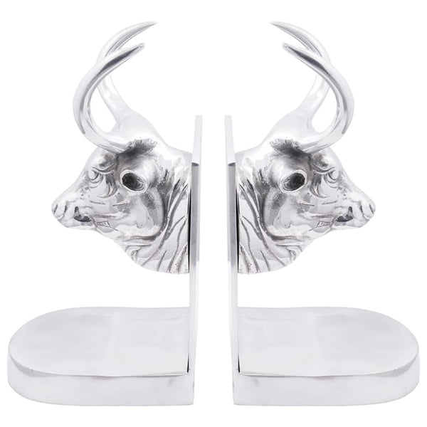 Silberne Buchstützen aus Aluminium, 2er-Set