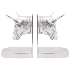 Silberne Buchstützen aus Aluminium, 2er-Set