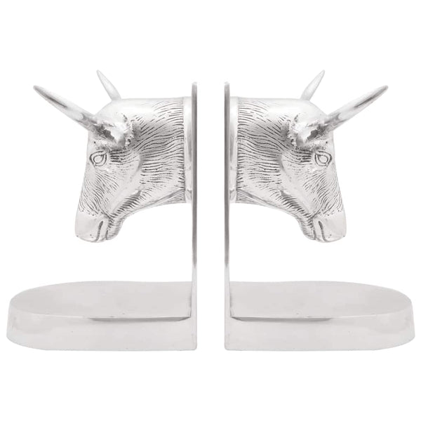 Silberne Buchstützen aus Aluminium, 2er-Set