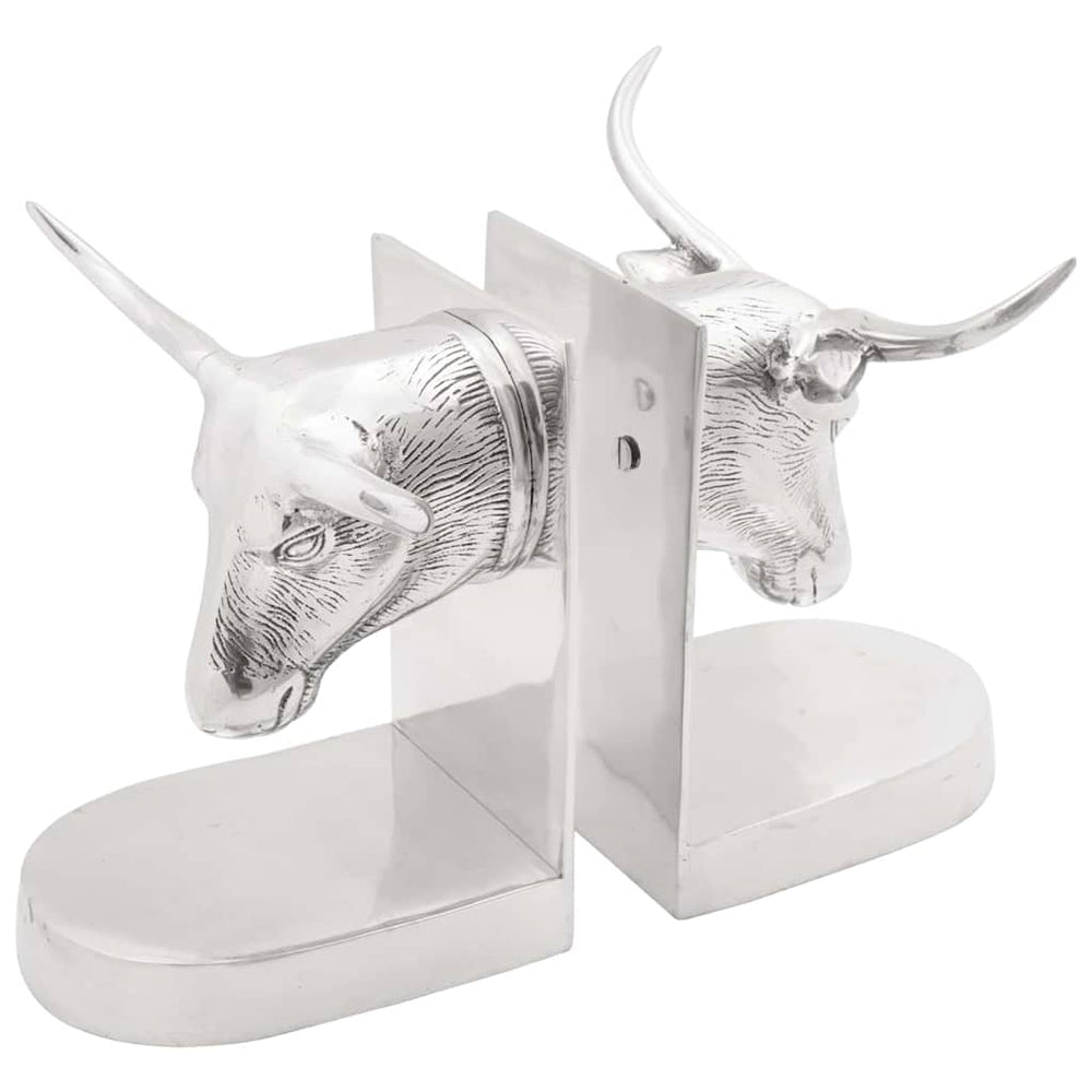 Silberne Buchstützen aus Aluminium, 2er-Set