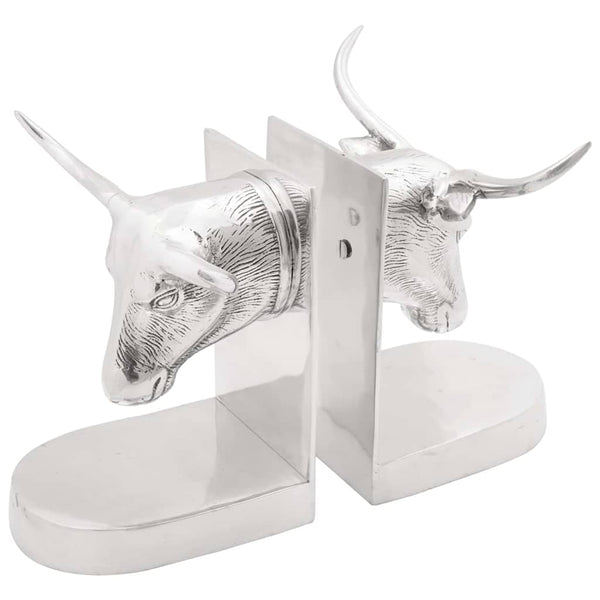 Silberne Buchstützen aus Aluminium, 2er-Set