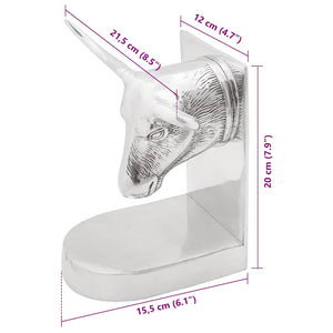 Silberne Buchstützen aus Aluminium, 2er-Set