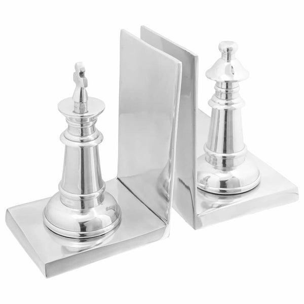 Silberne Buchstützen aus Aluminium, 2er-Set