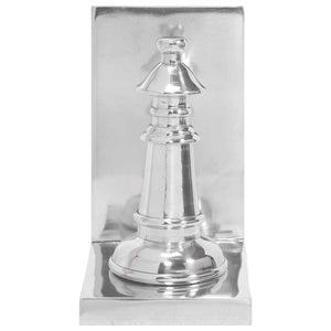 Silberne Buchstützen aus Aluminium, 2er-Set