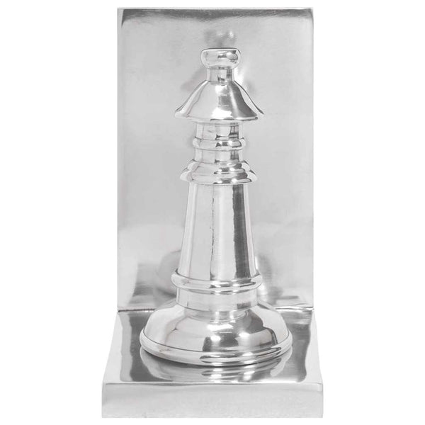 Silberne Buchstützen aus Aluminium, 2er-Set