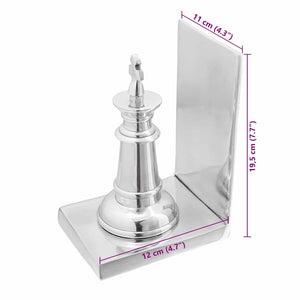 Silberne Buchstützen aus Aluminium, 2er-Set