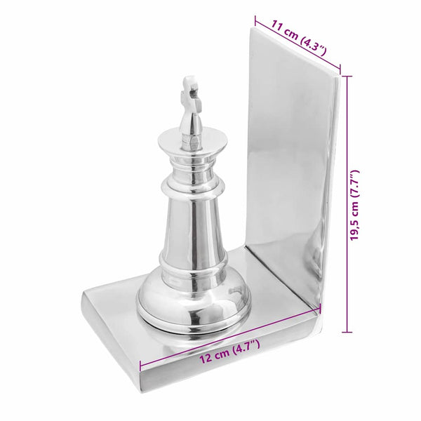 Silberne Buchstützen aus Aluminium, 2er-Set