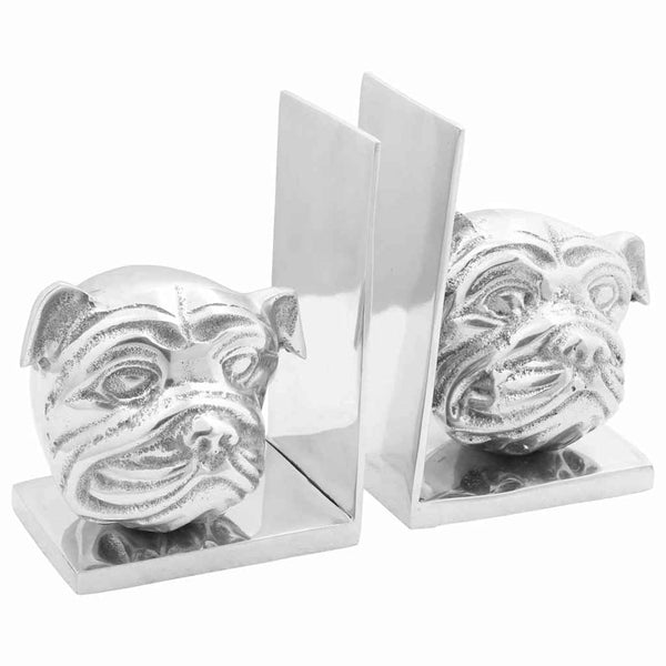 Silberne Buchstützen aus Aluminium, 2er-Set