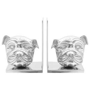 Silberne Buchstützen aus Aluminium, 2er-Set