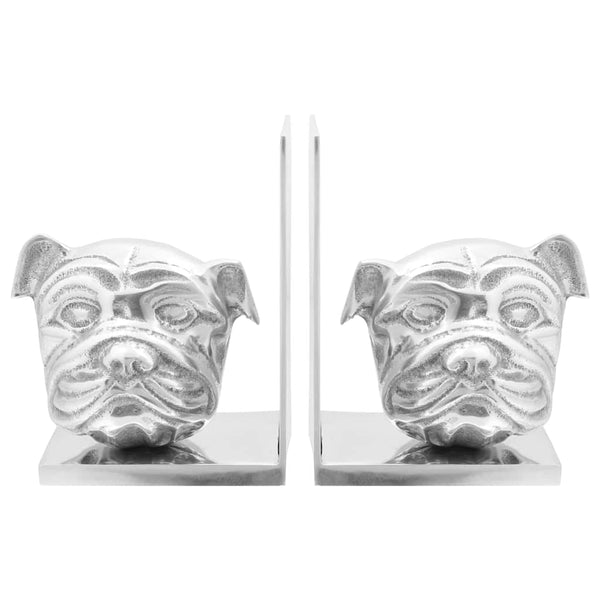 Silberne Buchstützen aus Aluminium, 2er-Set