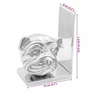 Silberne Buchstützen aus Aluminium, 2er-Set