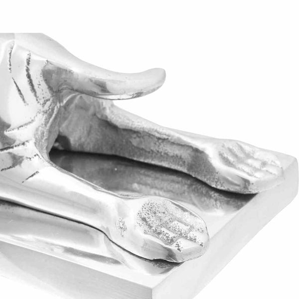 Silberne Buchstützen aus Aluminium, 2er-Set