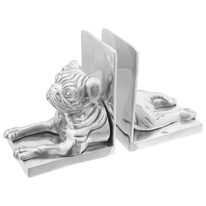 Silberne Buchstützen aus Aluminium, 2er-Set