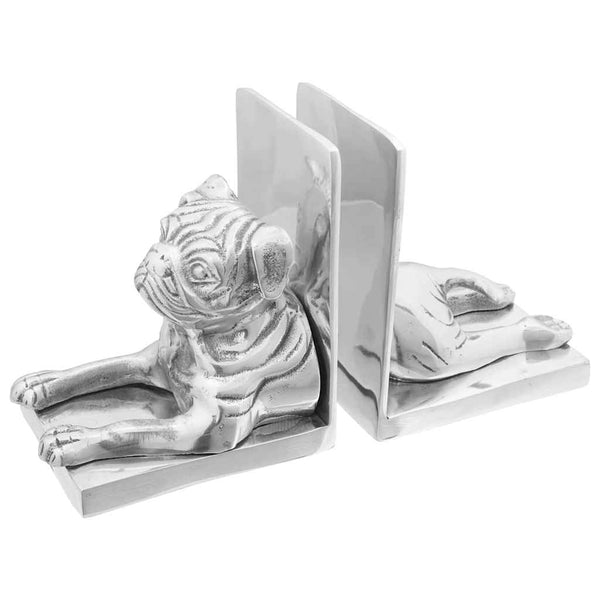 Silberne Buchstützen aus Aluminium, 2er-Set