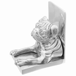 Silberne Buchstützen aus Aluminium, 2er-Set
