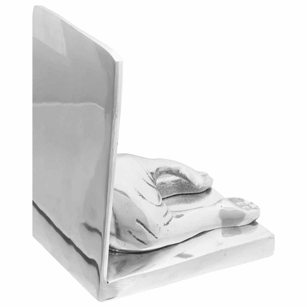 Silberne Buchstützen aus Aluminium, 2er-Set