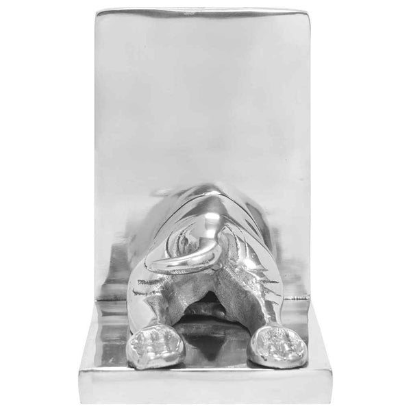 Silberne Buchstützen aus Aluminium, 2er-Set