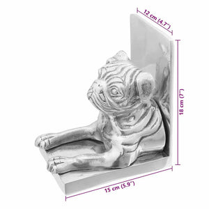 Silberne Buchstützen aus Aluminium, 2er-Set