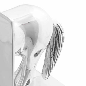 Silberne Buchstützen aus Aluminium, 2er-Set