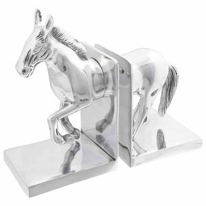Silberne Buchstützen aus Aluminium, 2er-Set
