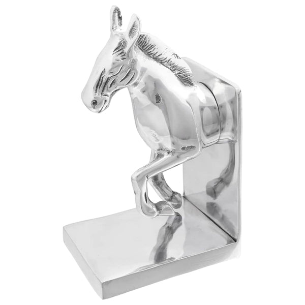 Silberne Buchstützen aus Aluminium, 2er-Set