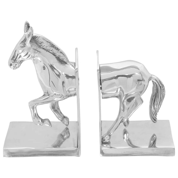 Silberne Buchstützen aus Aluminium, 2er-Set