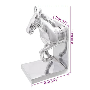 Silberne Buchstützen aus Aluminium, 2er-Set