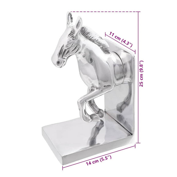 Silberne Buchstützen aus Aluminium, 2er-Set