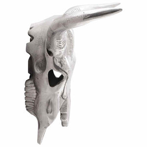 Silberner Bullenschädel Wanddeko