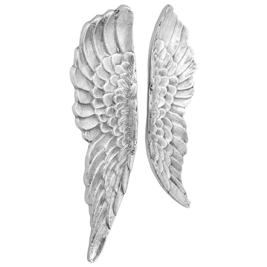 Silberne Flügel Skulptur, 2er Set, 91cm