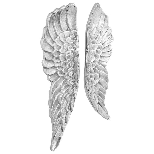 Silberne Flügel Skulptur, 2er Set, 91cm