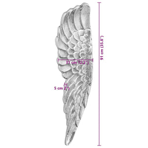 Silberne Flügel Skulptur, 2er Set, 91cm
