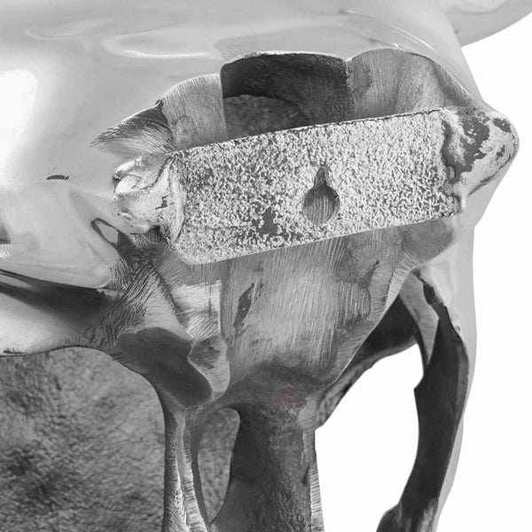 Bullen Schädel Silber Aluminium Skulptur