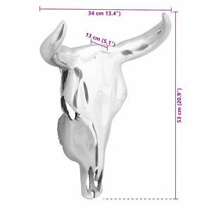 Bullen Schädel Silber Aluminium Skulptur