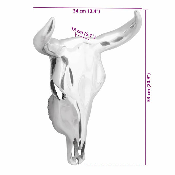 Bullen Schädel Silber Aluminium Skulptur