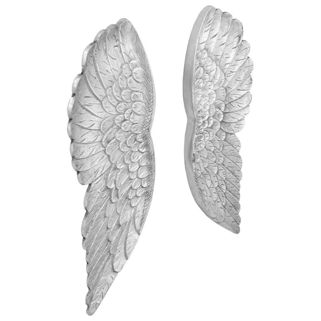 Flügel Skulptur Silber 2er Set Aluminium