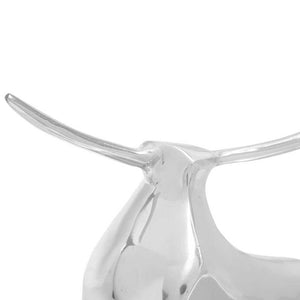 Silberne Stierskulptur aus Aluminium