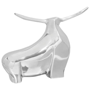 Silberne Stierskulptur aus Aluminium