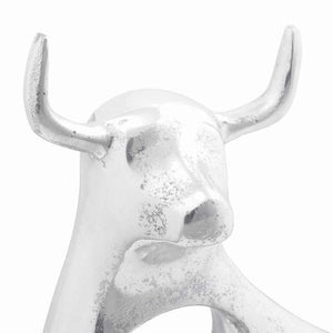 Silberne Stier Skulptur Aluminium 34cm