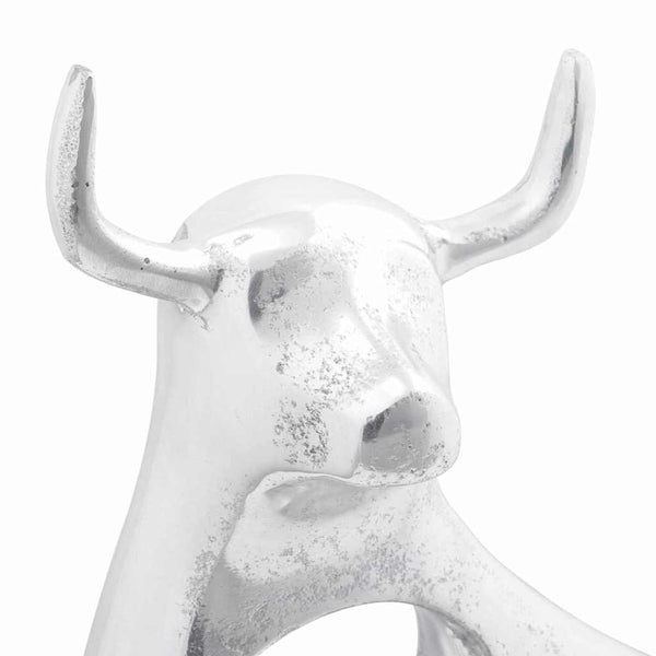 Silberne Stier Skulptur Aluminium 34cm