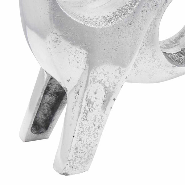 Silberne Stier Skulptur Aluminium 34cm