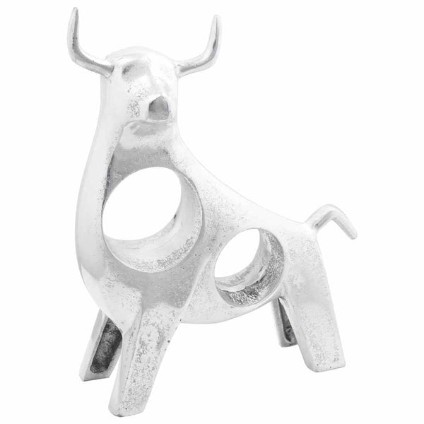 Silberne Stier Skulptur Aluminium 34cm